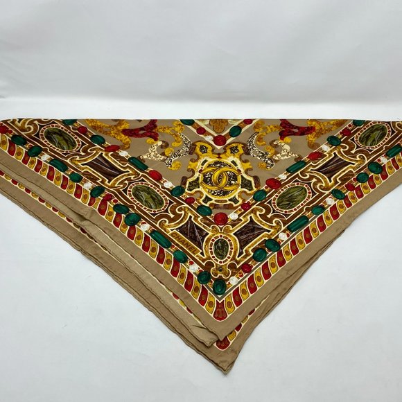Chanel Silk Scarf Autumnal Birds CC Ornate Classic Mosaic - Picture 9 of 11